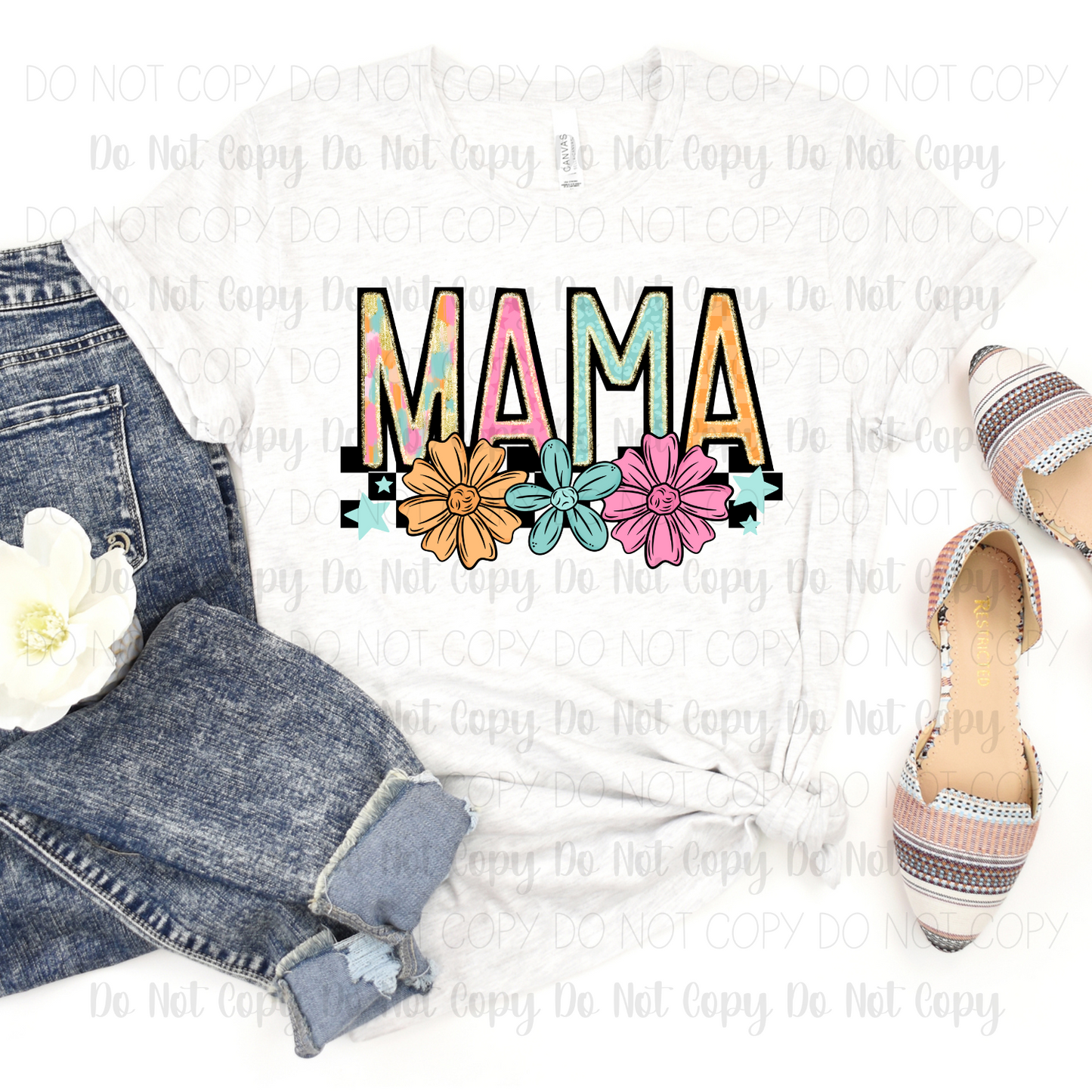 Checkered & Floral Mama