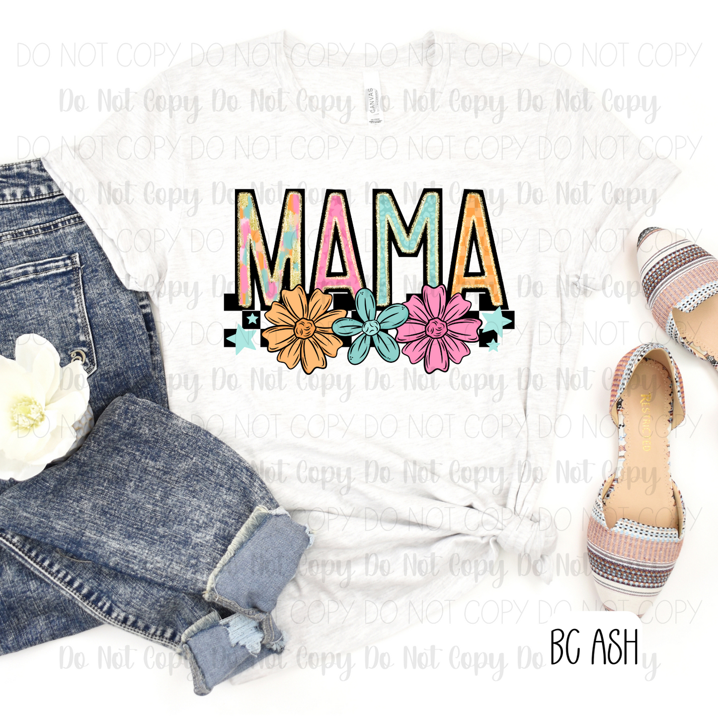 Checkered & Floral Mama