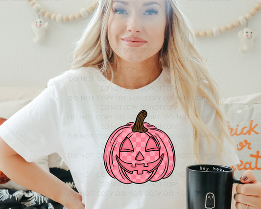 Pink Checkered Pumpkin