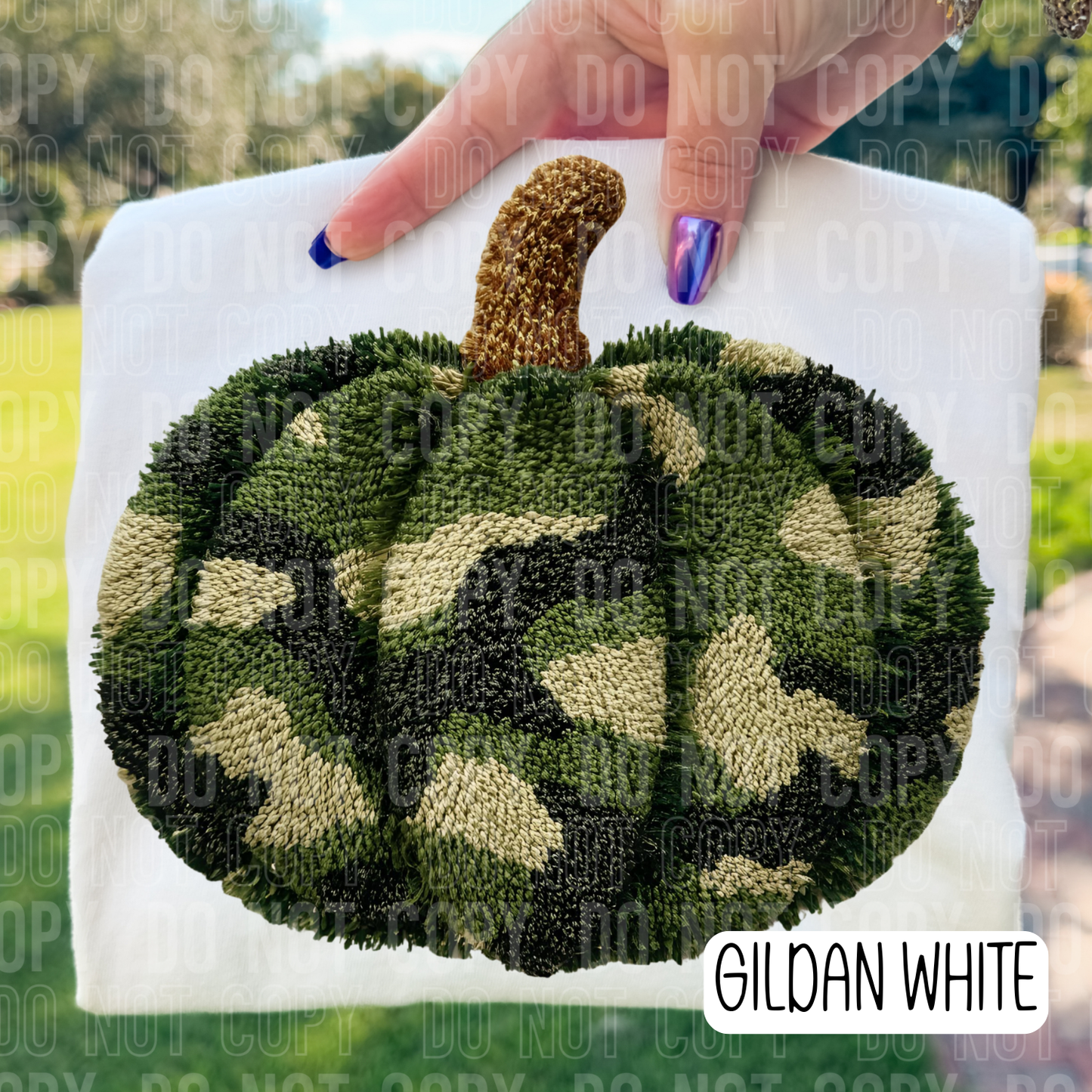 Faux Yarn Camo Pumpkin