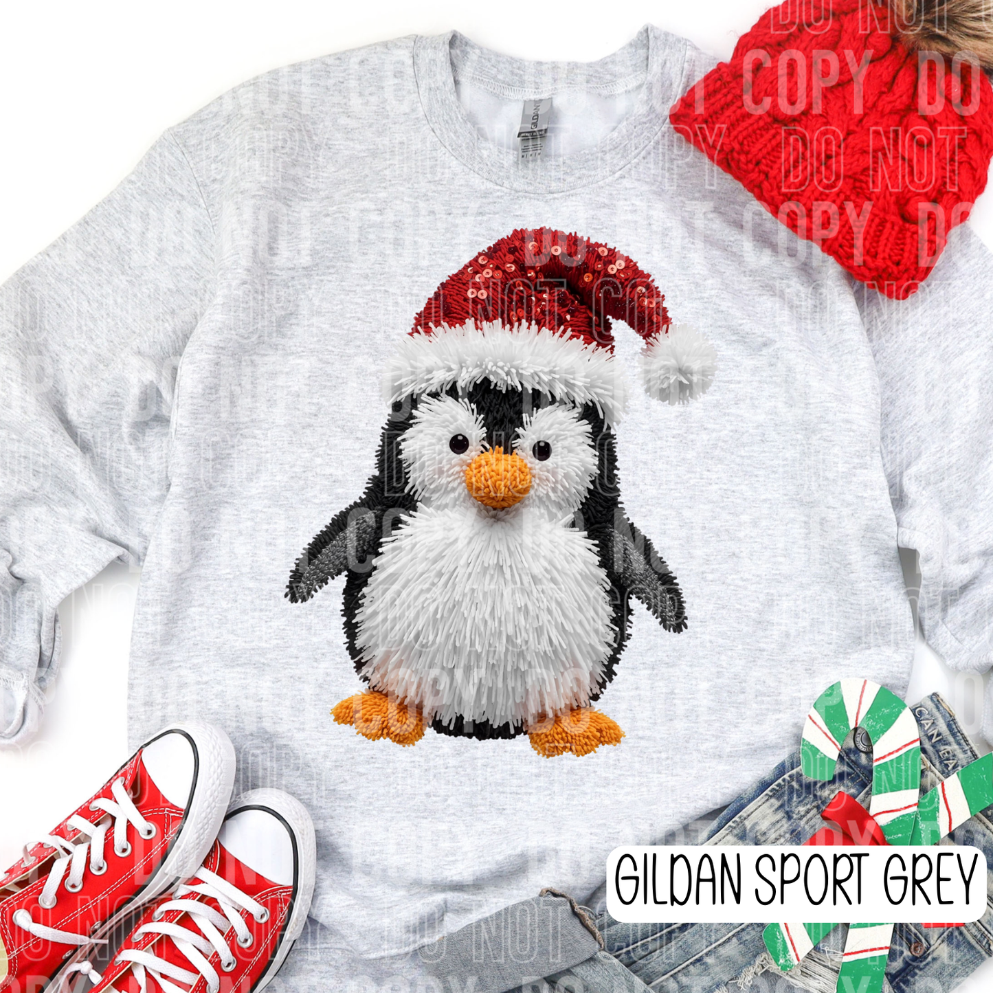 Faux Yarn Christmas Penguin
