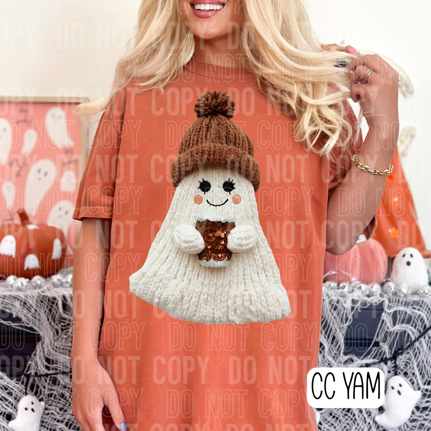 Faux Yarn Ghost Coffee Brown Hat