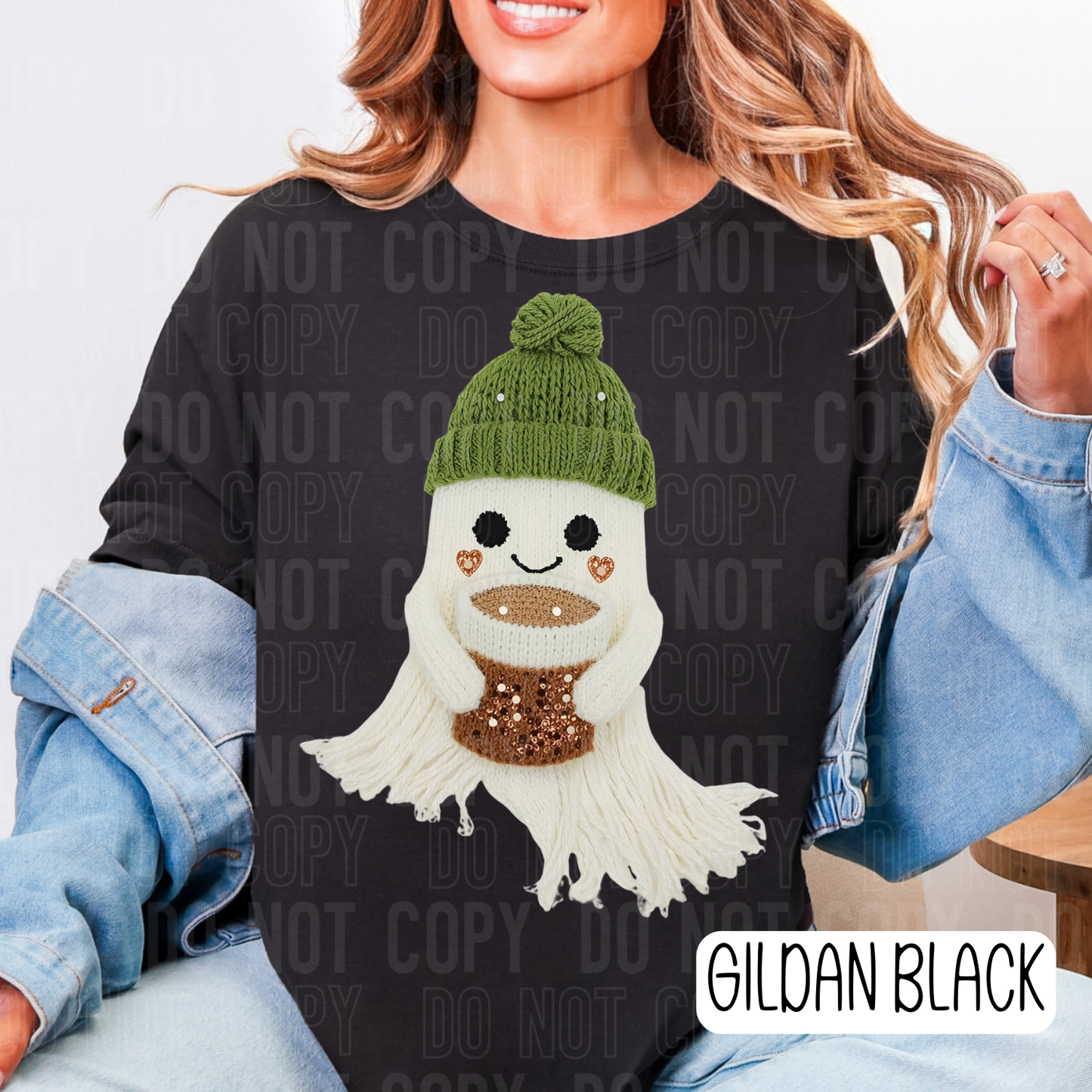 Faux Yarn Ghost Coffee Green Hat