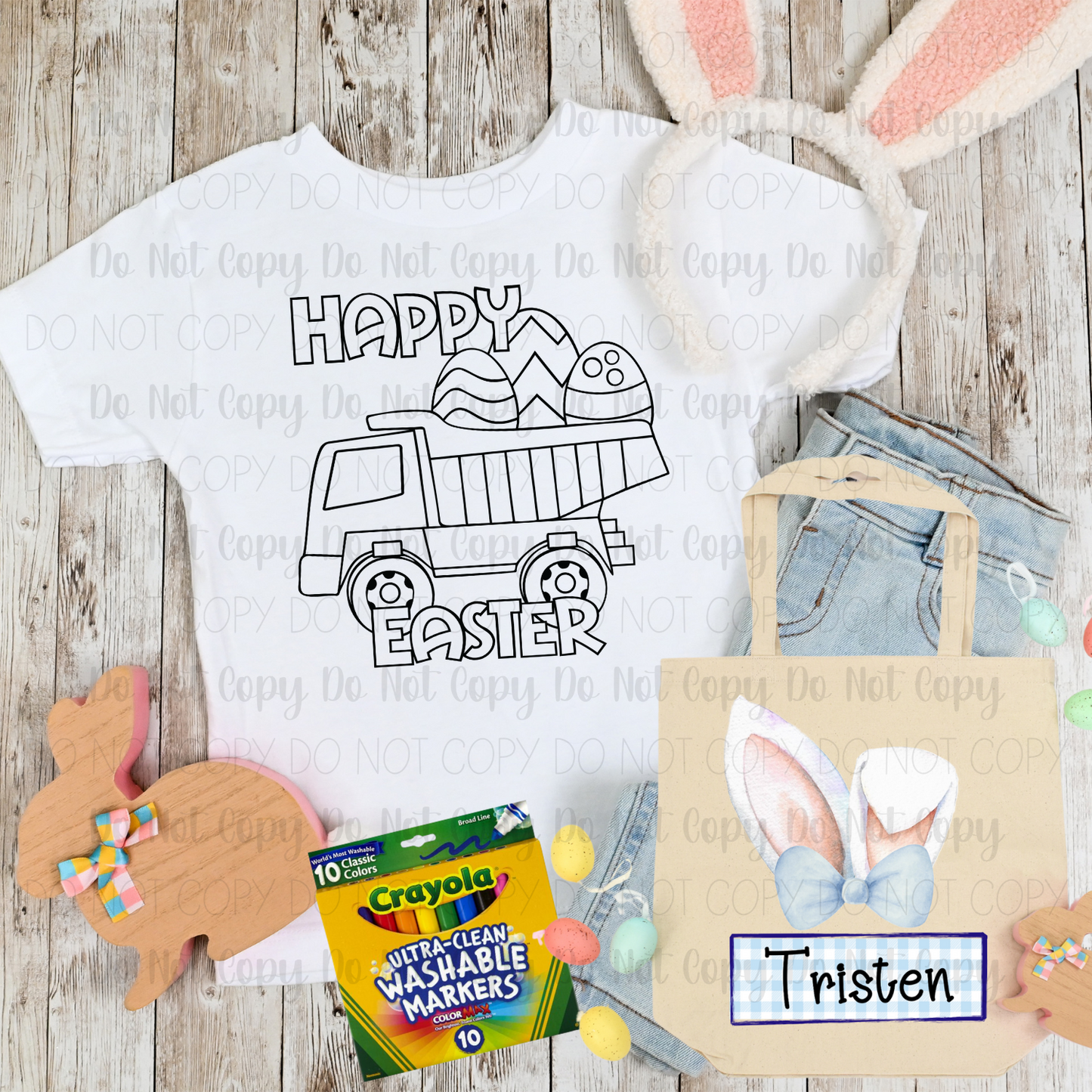 Kid's Easter Bundle- Happy Easter Dump Truck + Blue Bunny