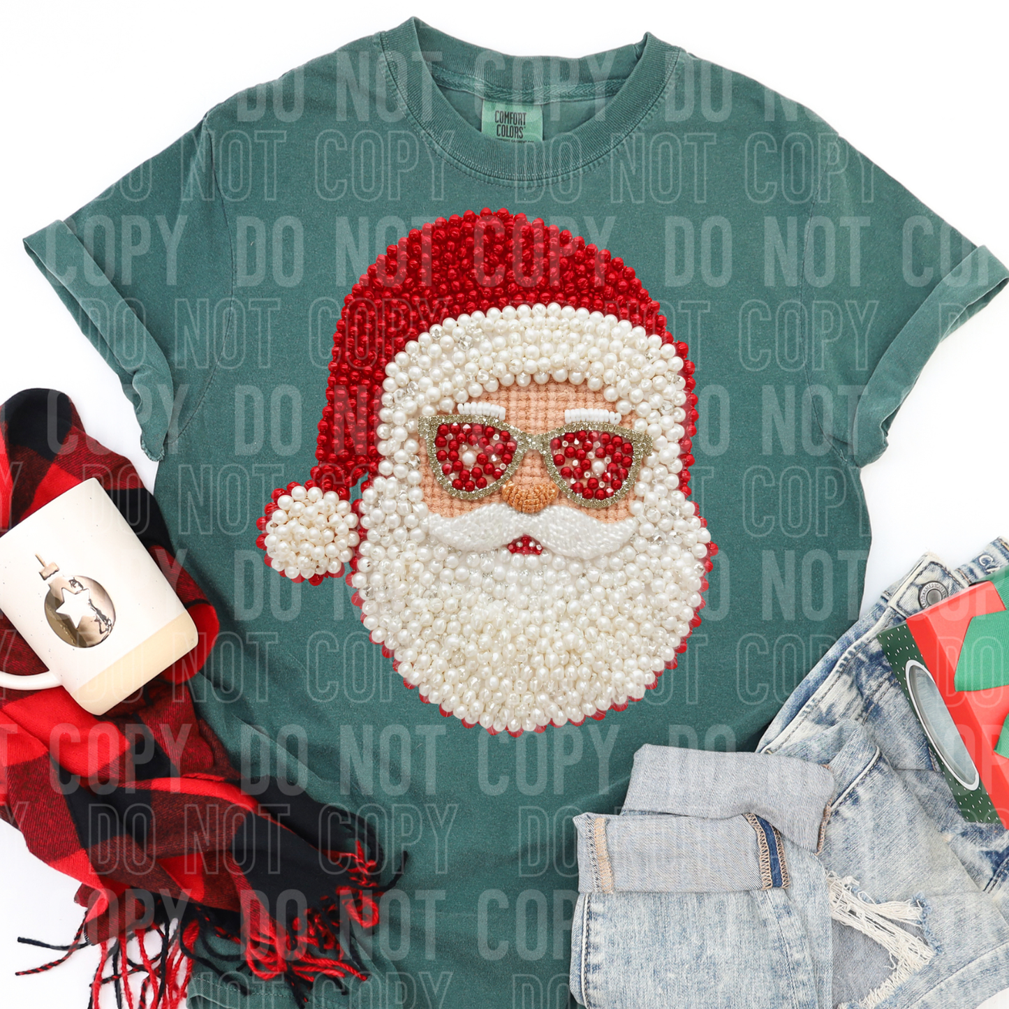 Faux Pearls Santa