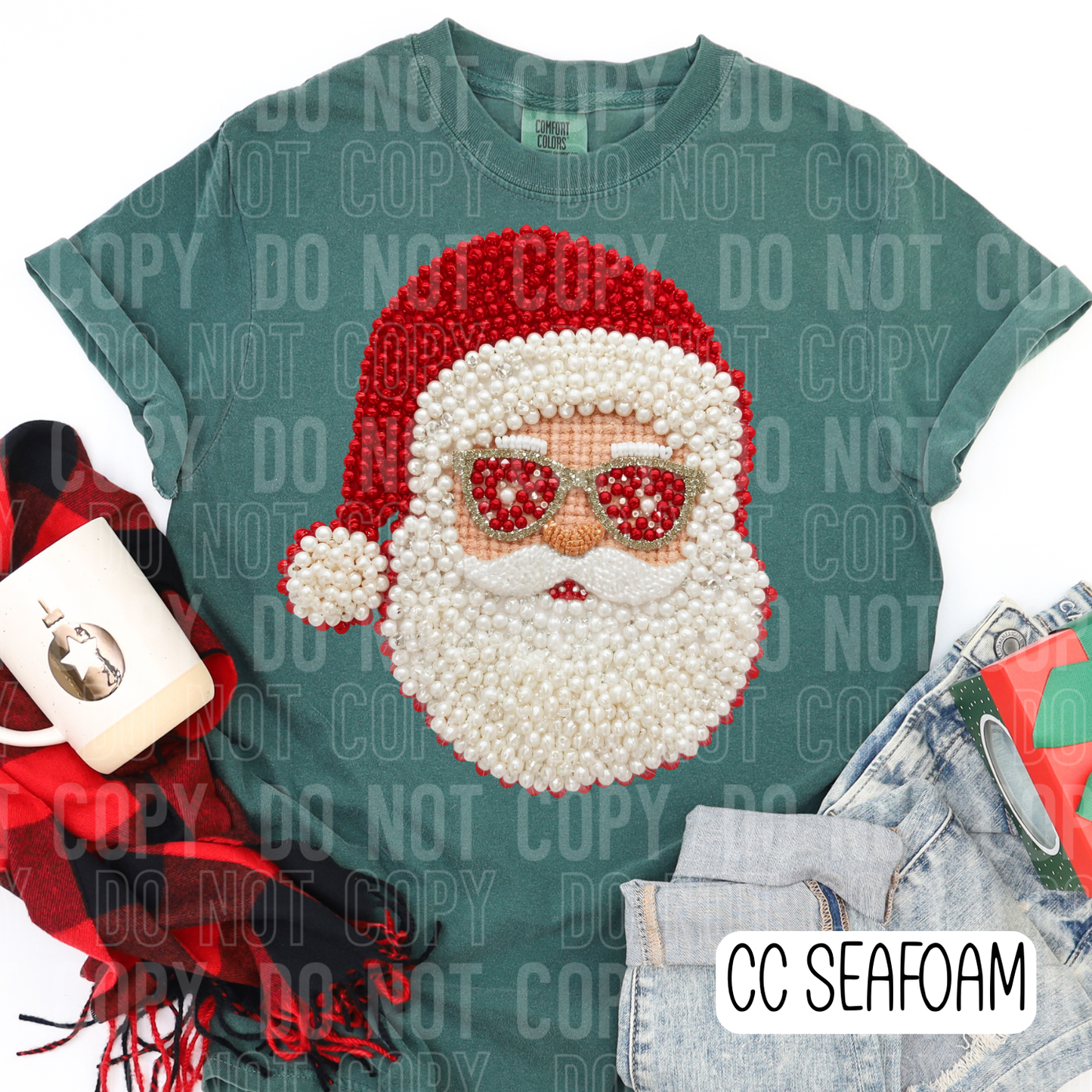 Faux Pearls Santa