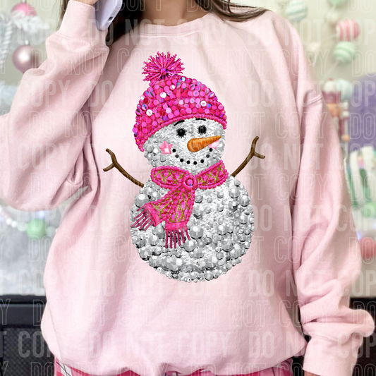 Snowman Pink Diamond Sequin