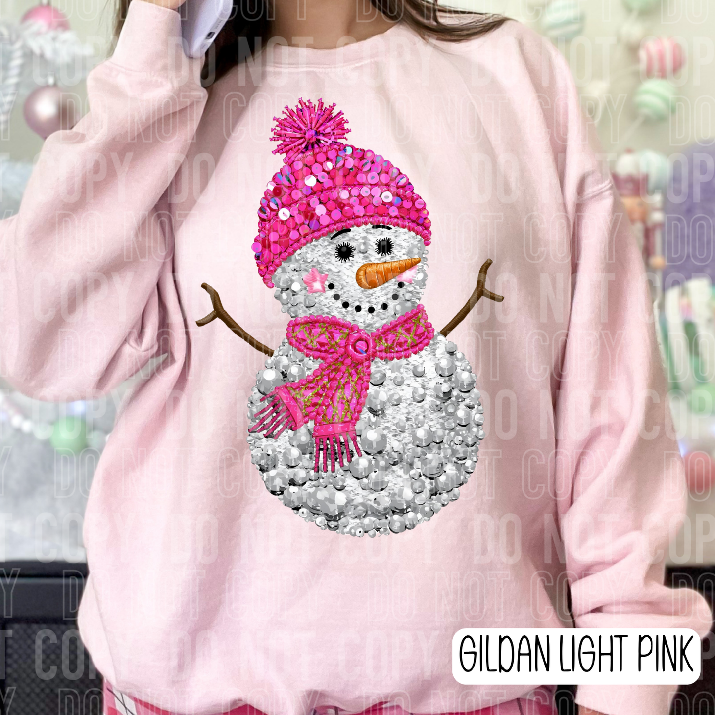 Snowman Pink Diamond Sequin