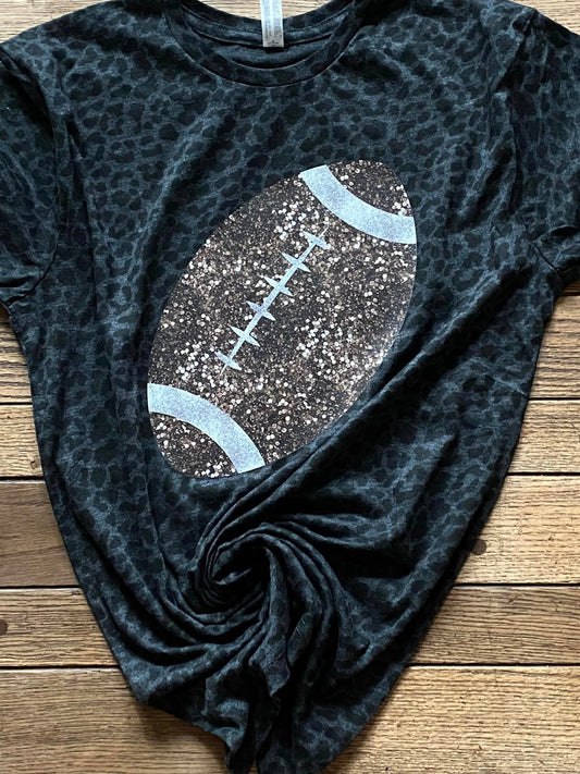 Faux Sequin Football-Leopard Print