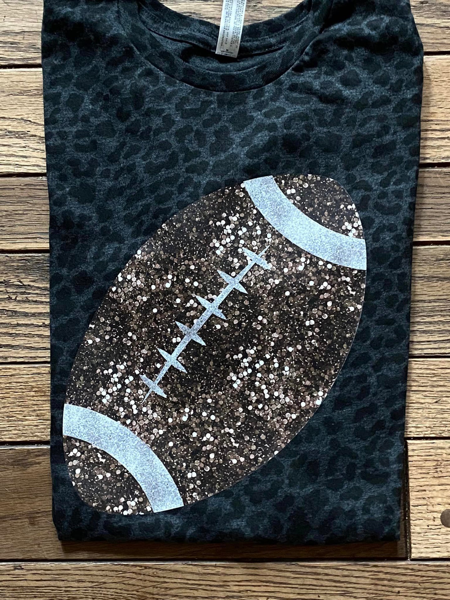 Faux Sequin Football-Leopard Print