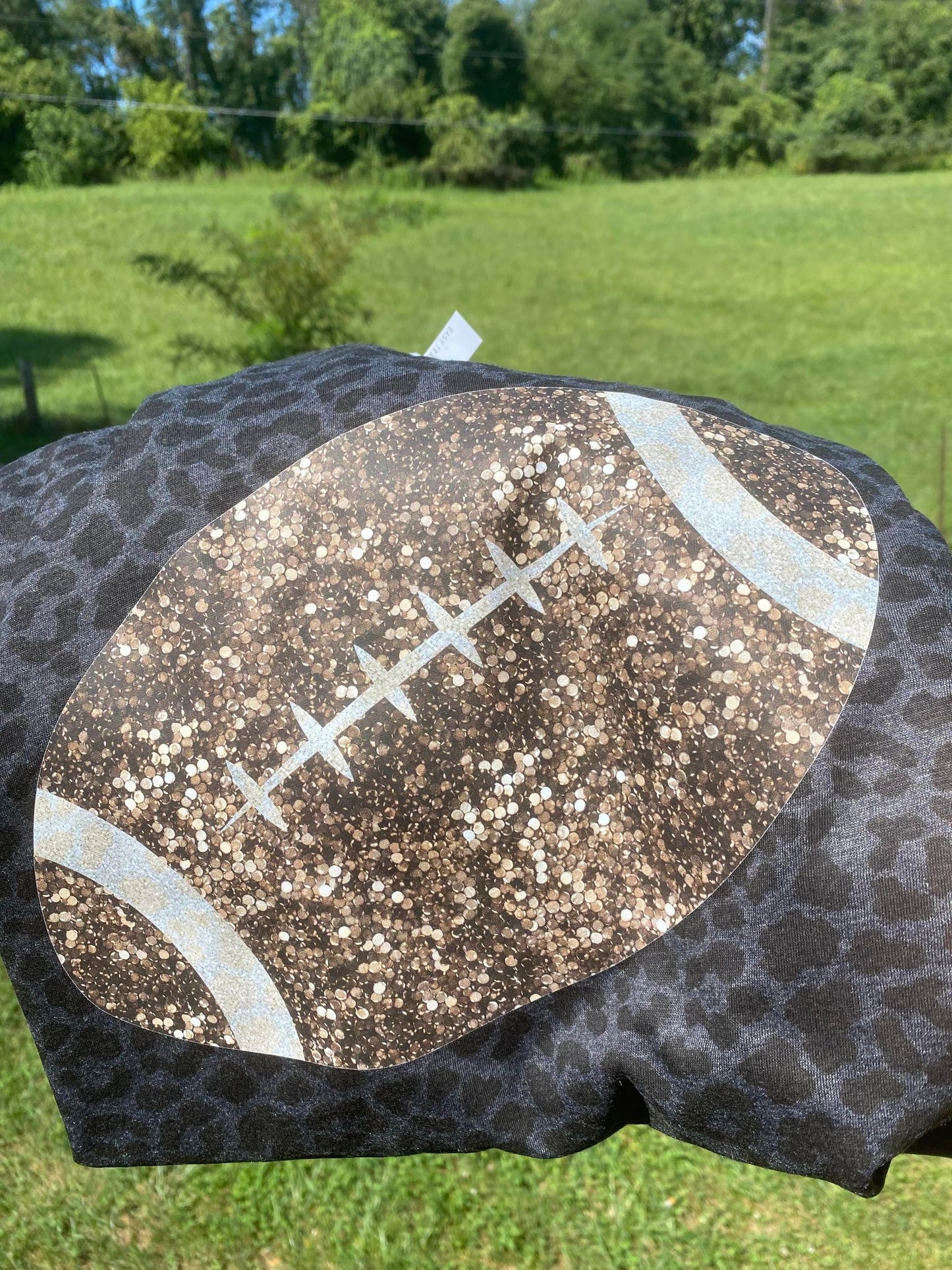 Faux Sequin Football-Leopard Print