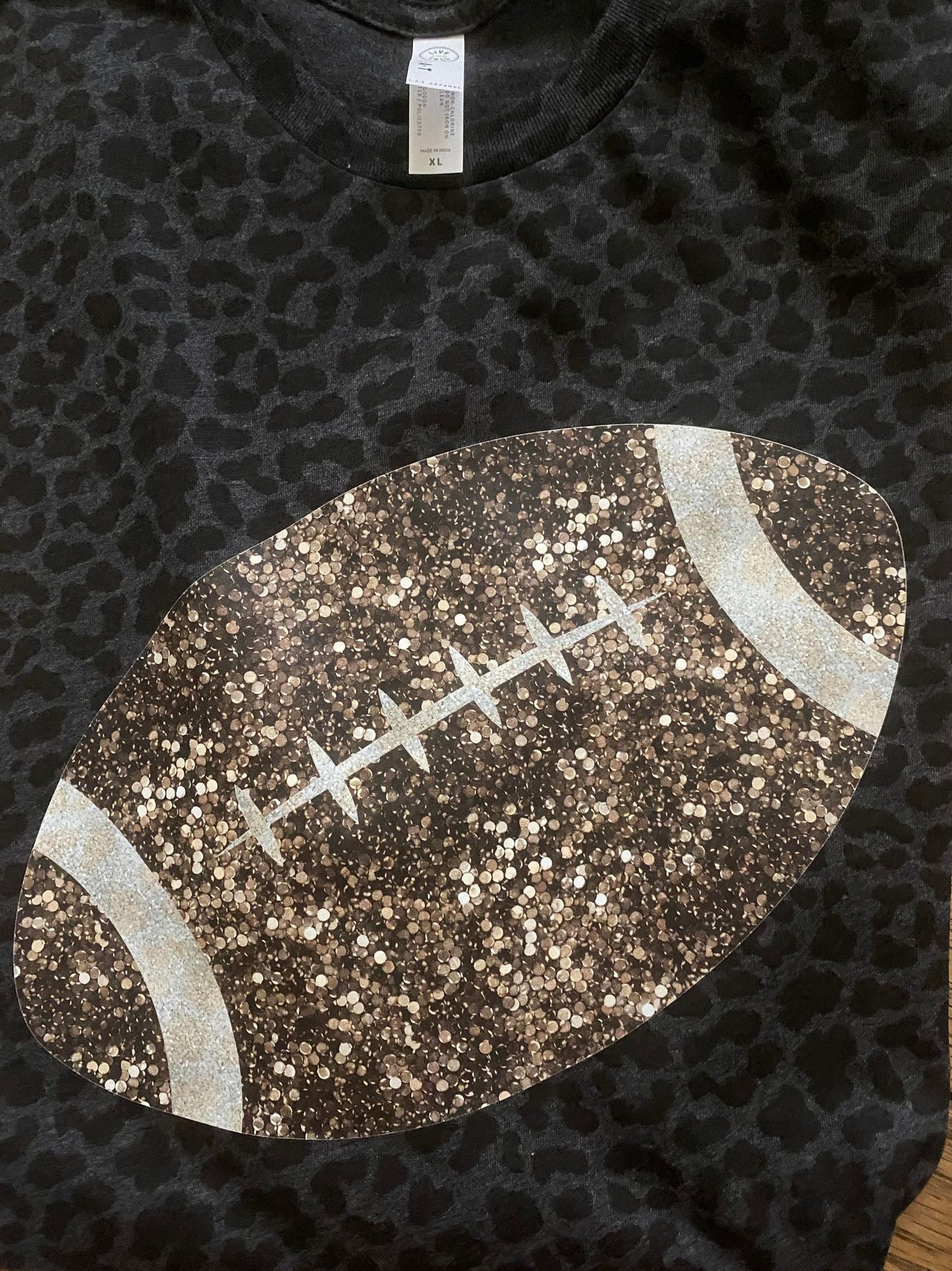 Faux Sequin Football-Leopard Print