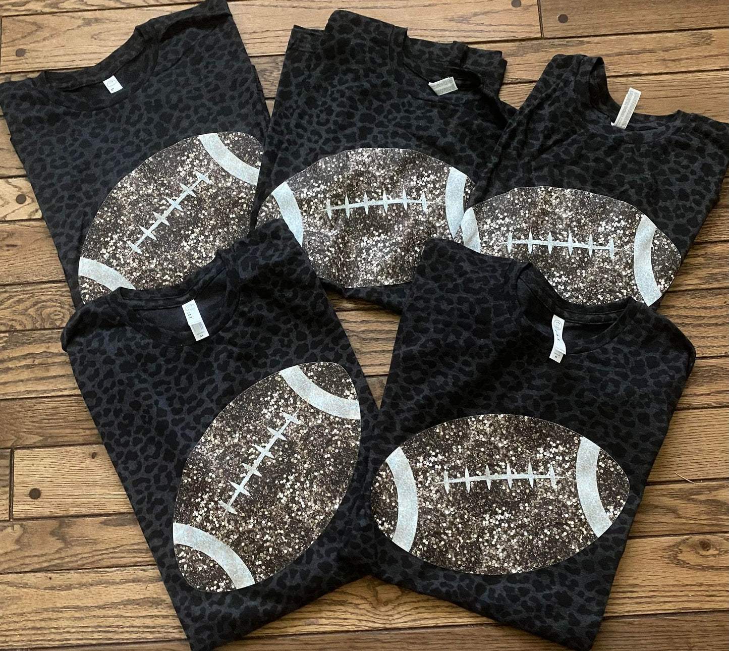 Faux Sequin Football-Leopard Print