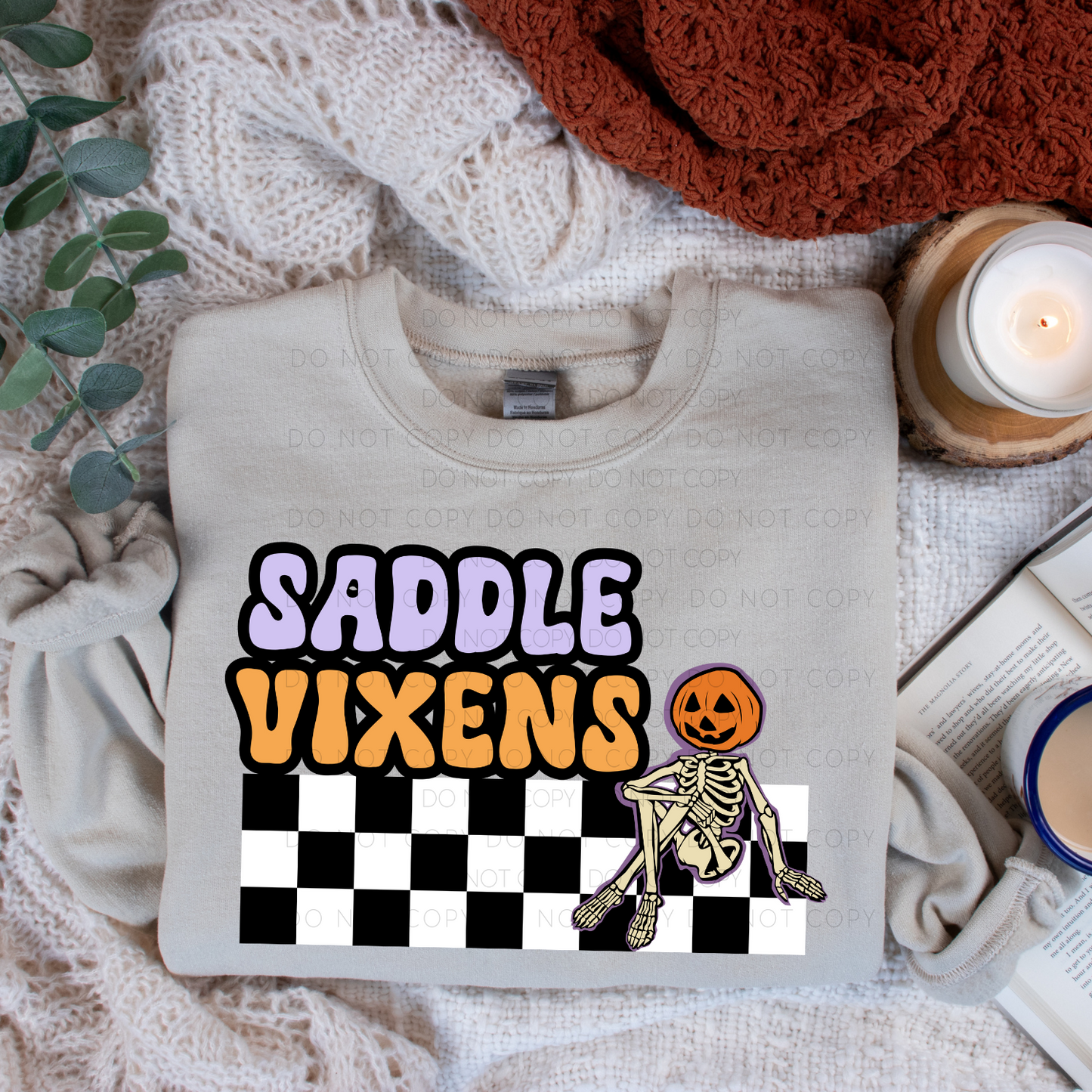 Small Business Skellie With Pumpkin Head (Purple Outline)