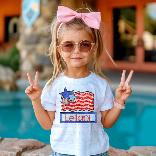 Custom Patriotic Flag Name-Kids