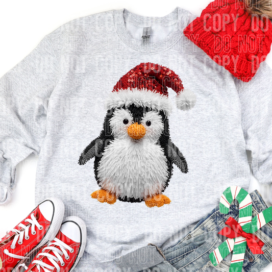 Faux Yarn Christmas Penguin