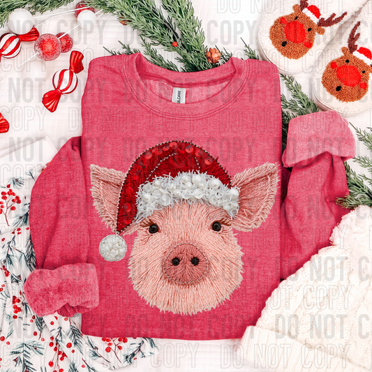 Faux Yarn Christmas Pig