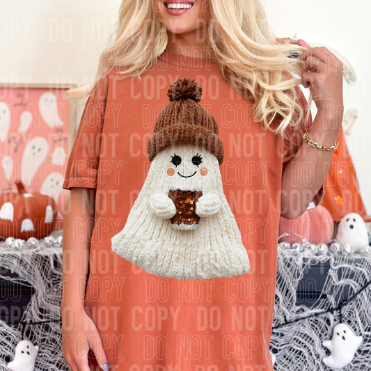Faux Yarn Ghost Coffee Brown Hat