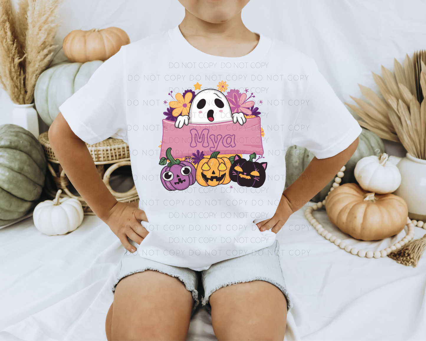 Custom Retro Floral Ghost-Kids