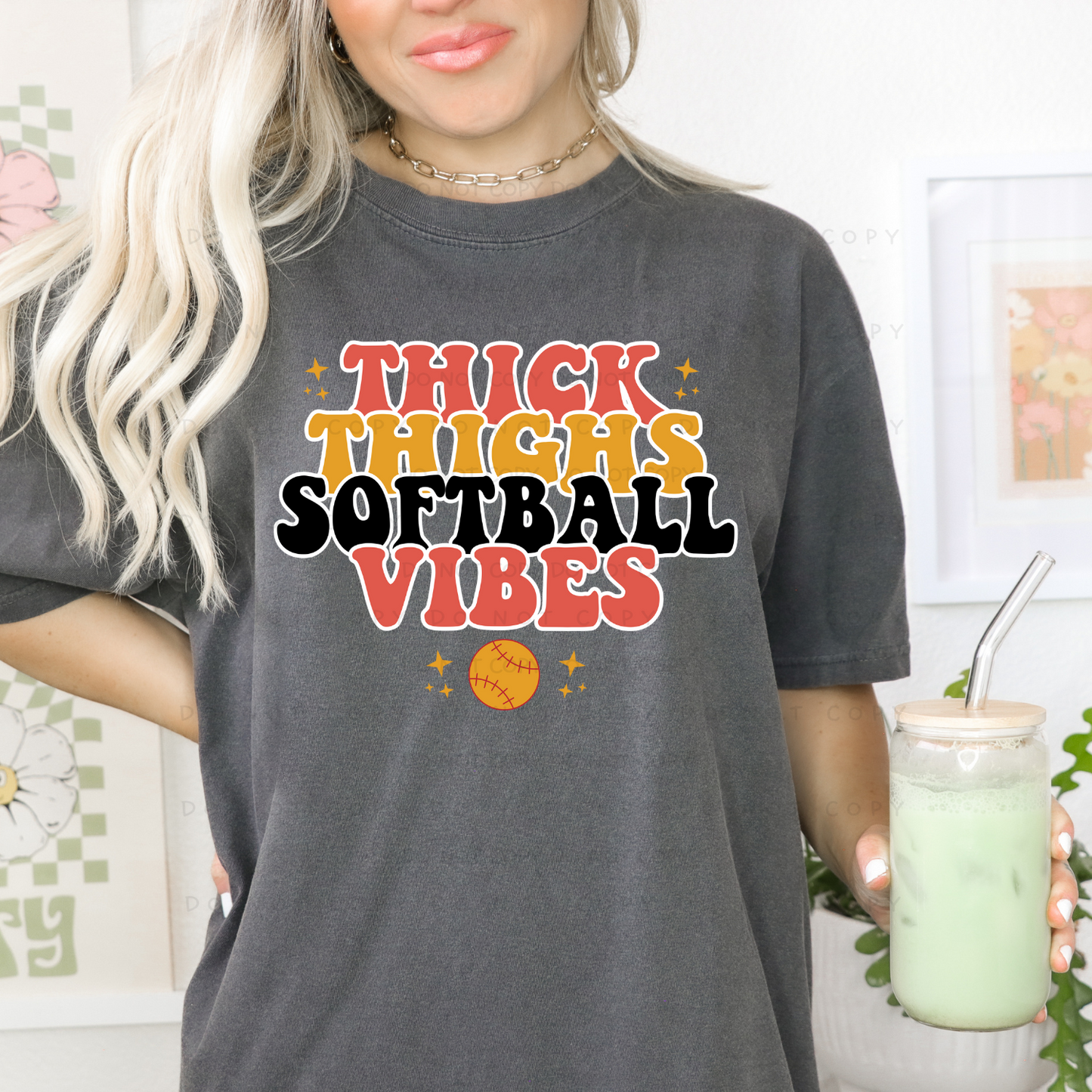 Thick Thighs Softball Vibes Shirt