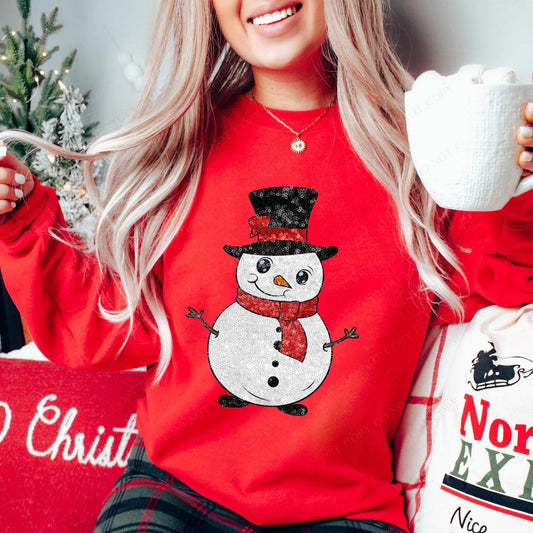 Faux Sequin Snowman Shirt