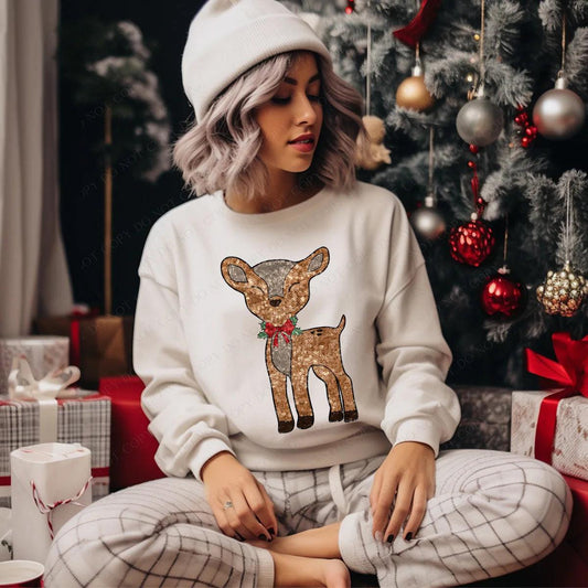 Faux Sequin Reindeer Shirt